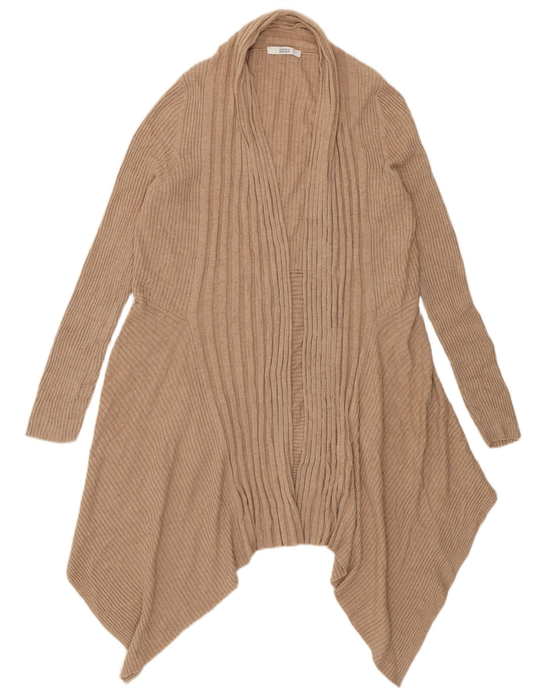 Maglione cardigan aperto asimmetrico da donna Marks & Spencer UK 16 Large Beige