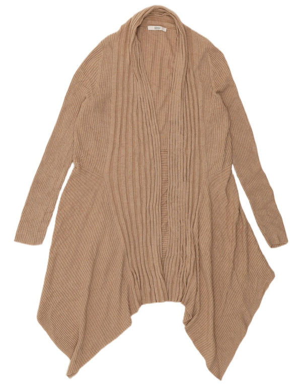 Maglione cardigan aperto asimmetrico da donna Marks & Spencer UK 16 Large Beige