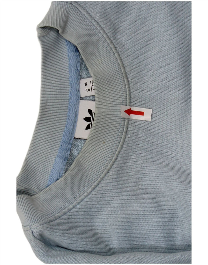 Felpa oversize con grafica da donna Adidas UK 8 piccola in cotone blu