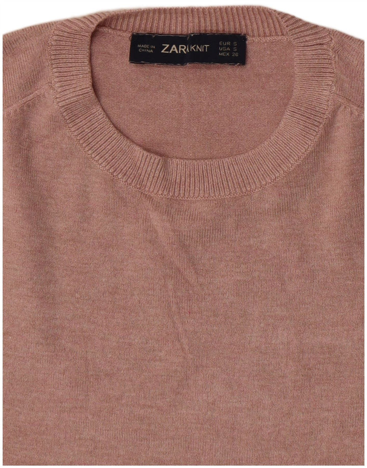 Maglione maglione girocollo da donna Zara UK 8 piccolo rosa
