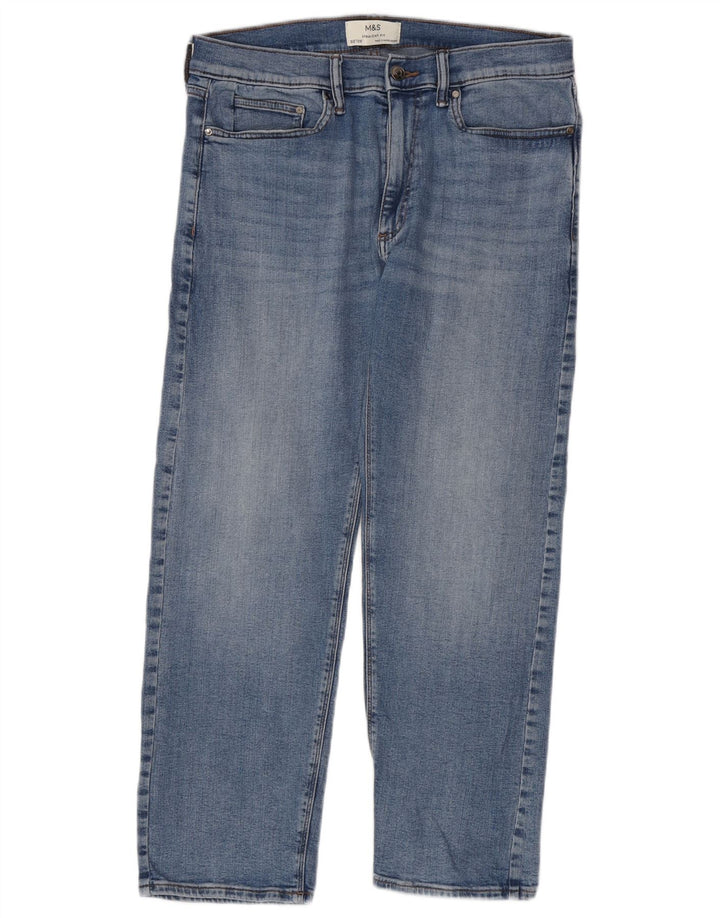 Jeans dritti da uomo Marks & Spencer W32 L29 cotone blu