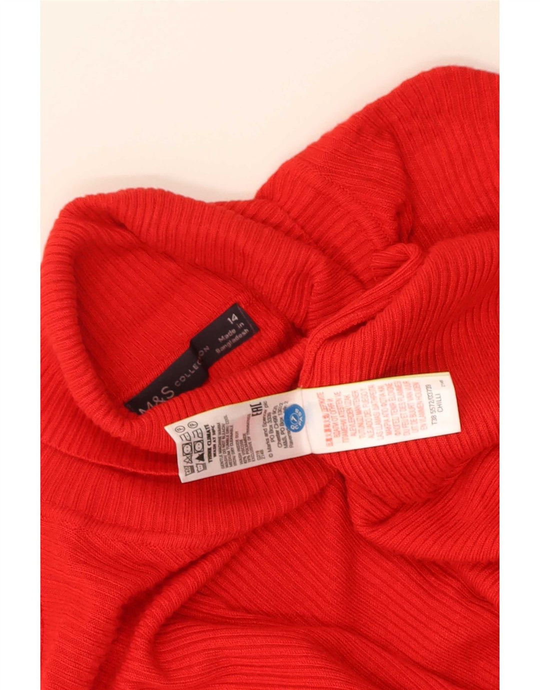 Maglione maglione a collo alto da donna Marks & Spencer UK 14 Viscosa rossa media