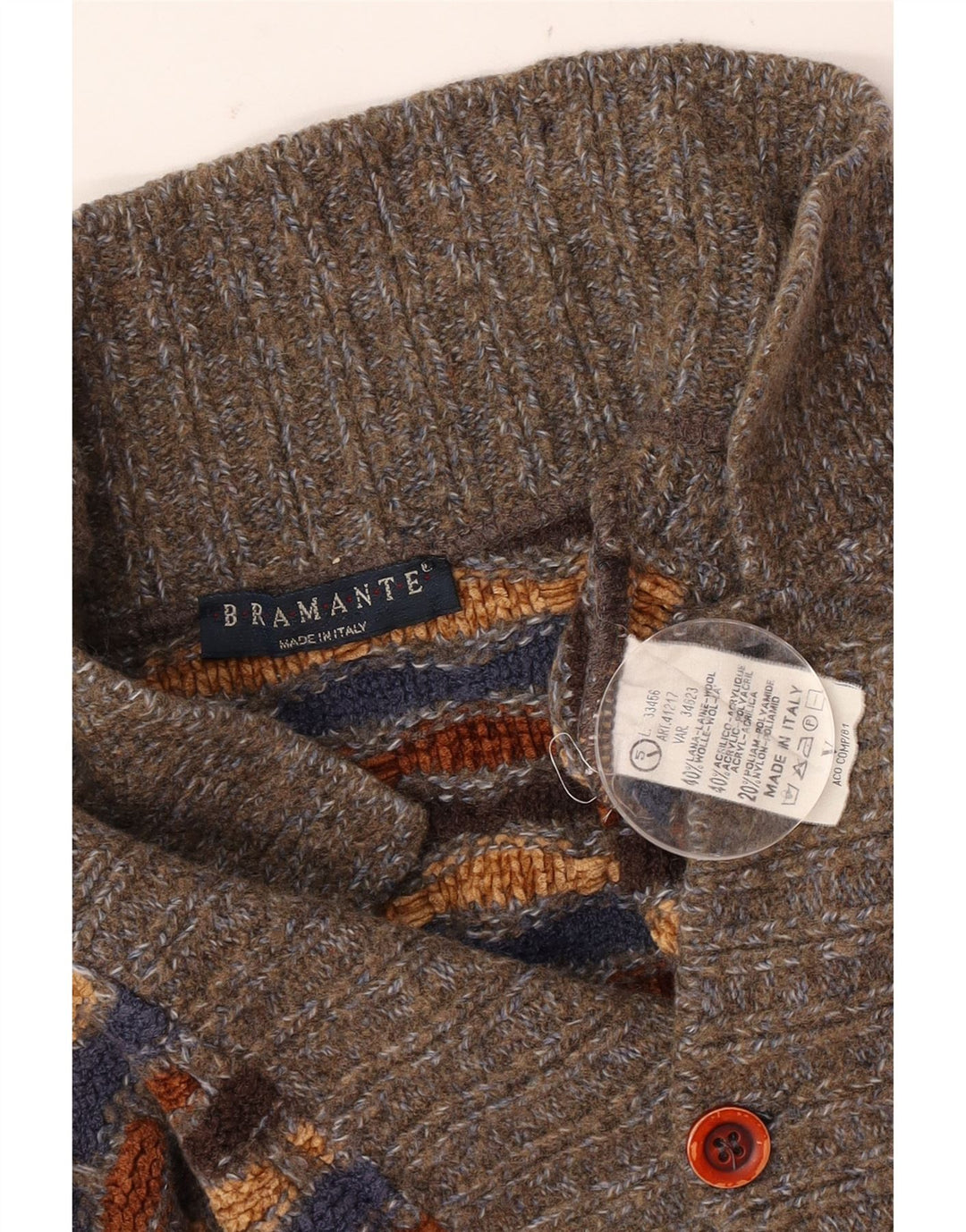 Bramante Maglione da uomo con collo alto Maglione grande in lana geometrica multicolore