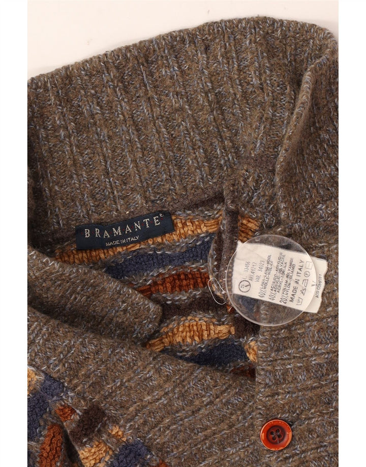 Bramante Maglione da uomo con collo alto Maglione grande in lana geometrica multicolore