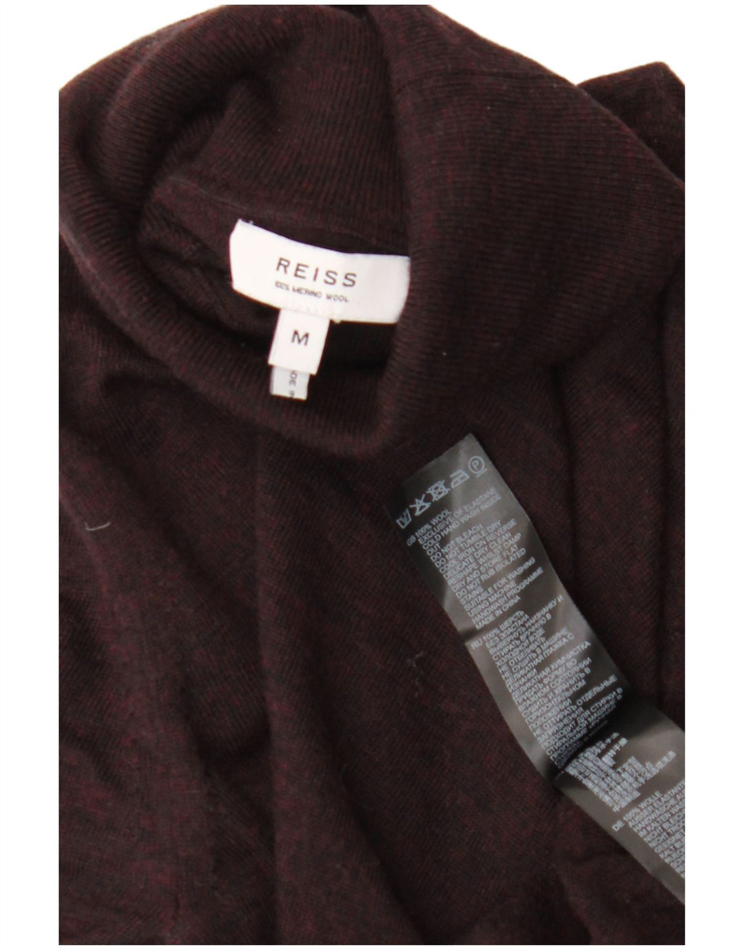 Maglione da uomo Reiss a collo alto in lana bordeaux media