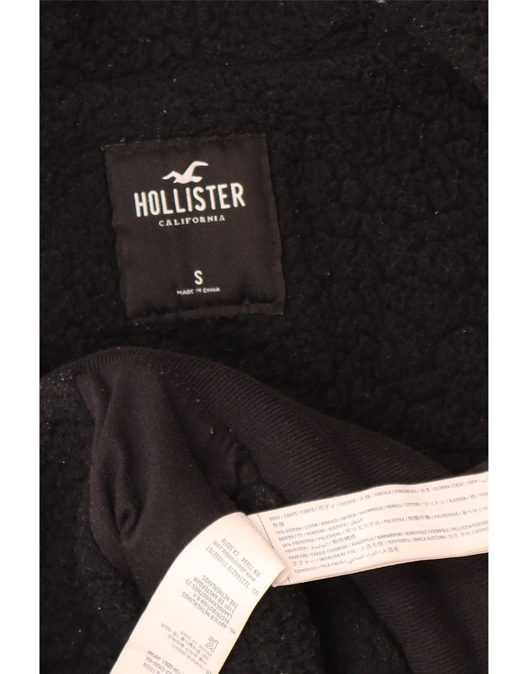 Maglione con cappuccio e zip grafica da uomo HOLLISTER piccolo in cotone nero