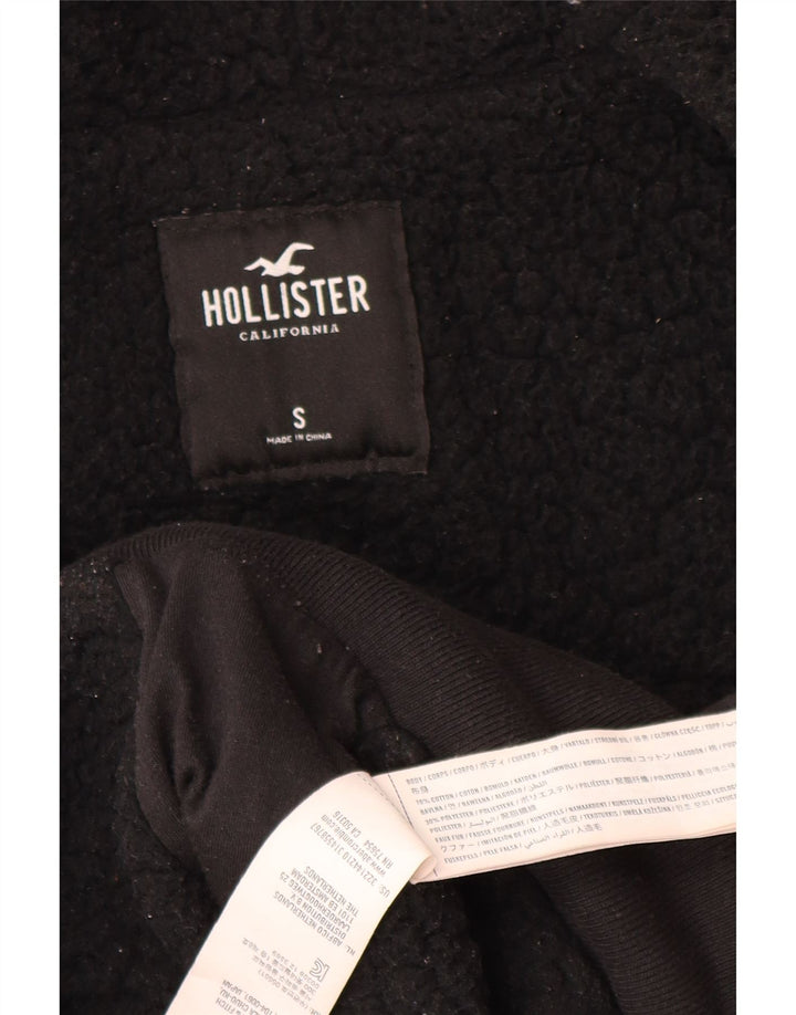Maglione con cappuccio e zip grafica da uomo HOLLISTER piccolo in cotone nero