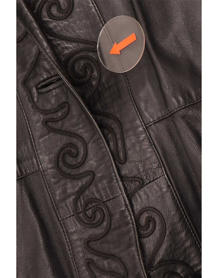 Cappotto vintage in pelle da donna IT 50 XL Nero