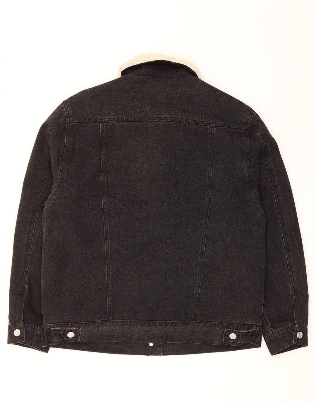 Topshop Giacca da donna in sherpa di jeans oversize UK 10 piccola in cotone nero