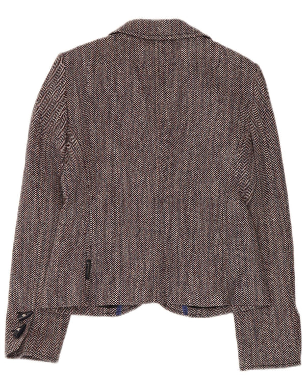 ARMANI JEANS Giacca Blazer da Donna a 4 Bottoni IT 42 Grigio Medio a Spina di Pesce