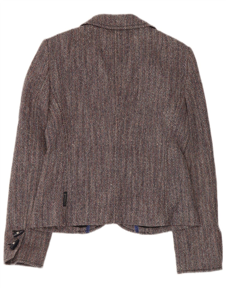 ARMANI JEANS Giacca Blazer da Donna a 4 Bottoni IT 42 Grigio Medio a Spina di Pesce