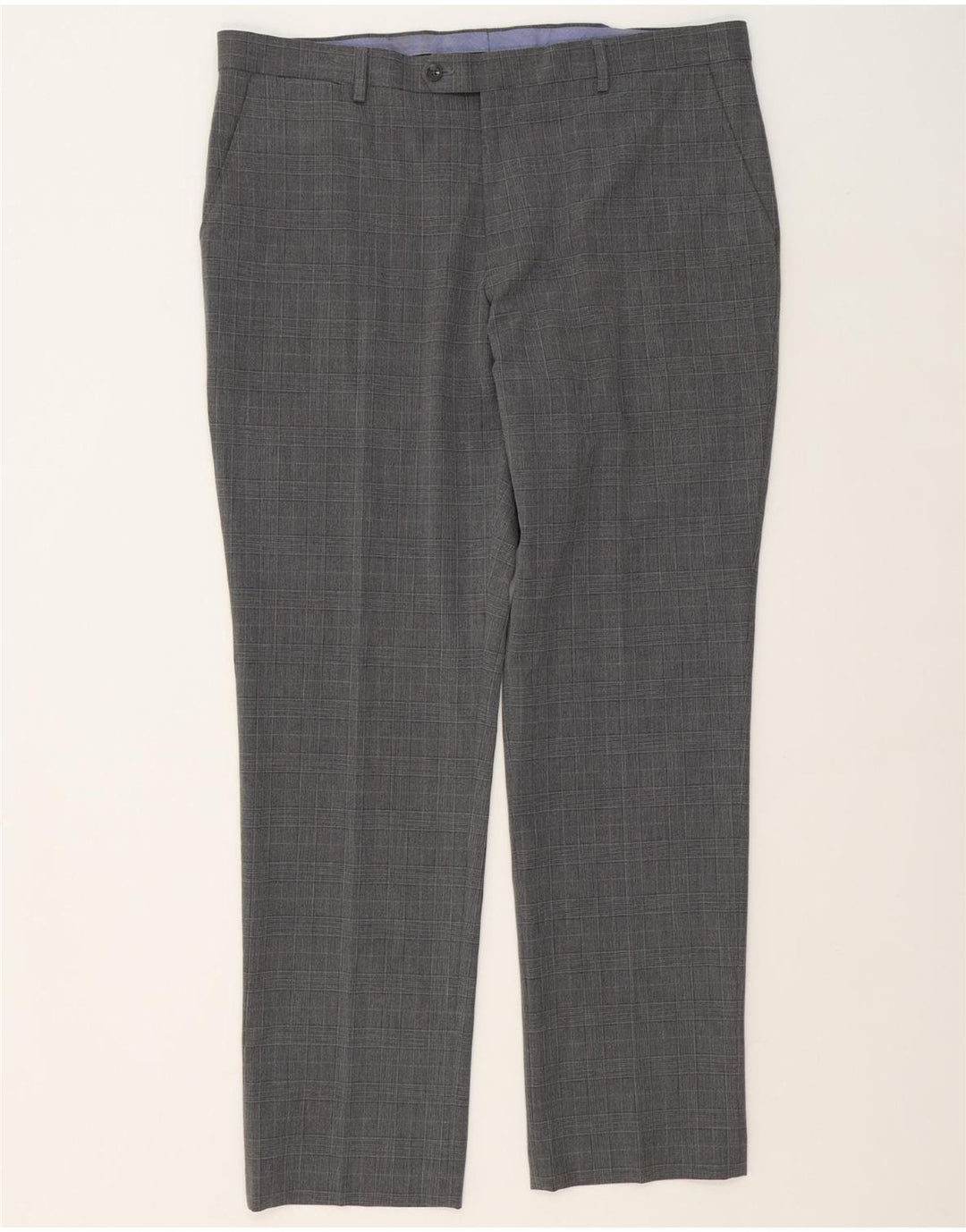 TOMMY HILFIGER Mens Slim Suit Trousers W38 L32 Grey Check Polyester Vintage Tommy Hilfiger and Second-Hand Tommy Hilfiger from Messina Hembry 