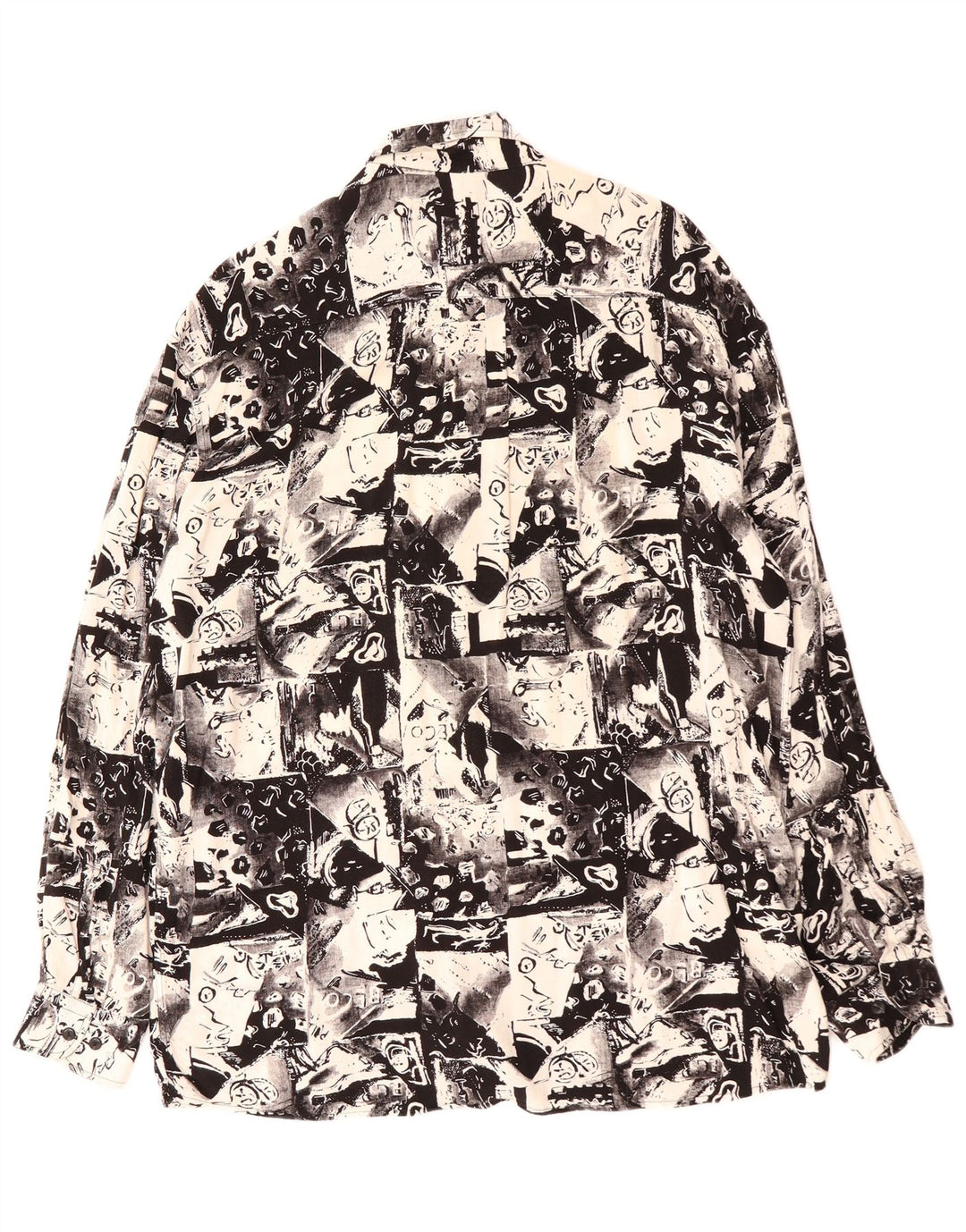 Camicia da uomo con motivo astratto VINTAGE taglia 41 grande nera