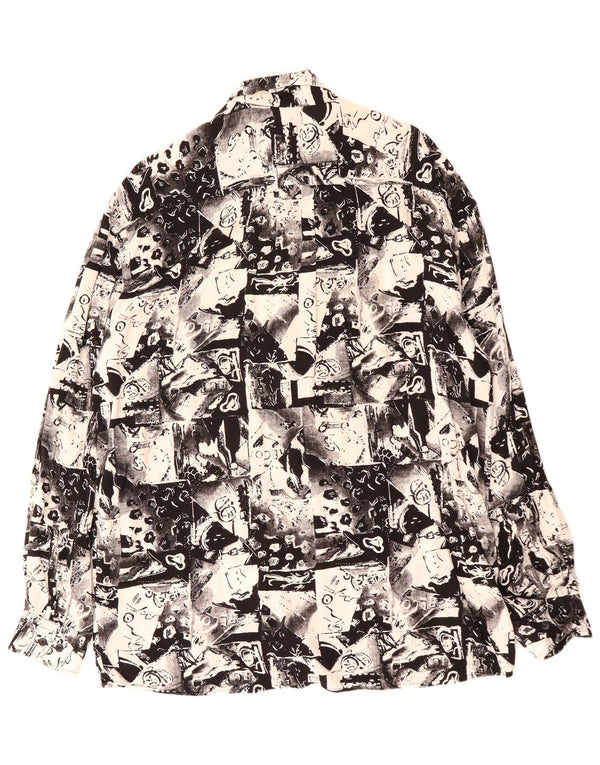 VINTAGE Mens Abstract Pattern Shirt Size 41 Large Black