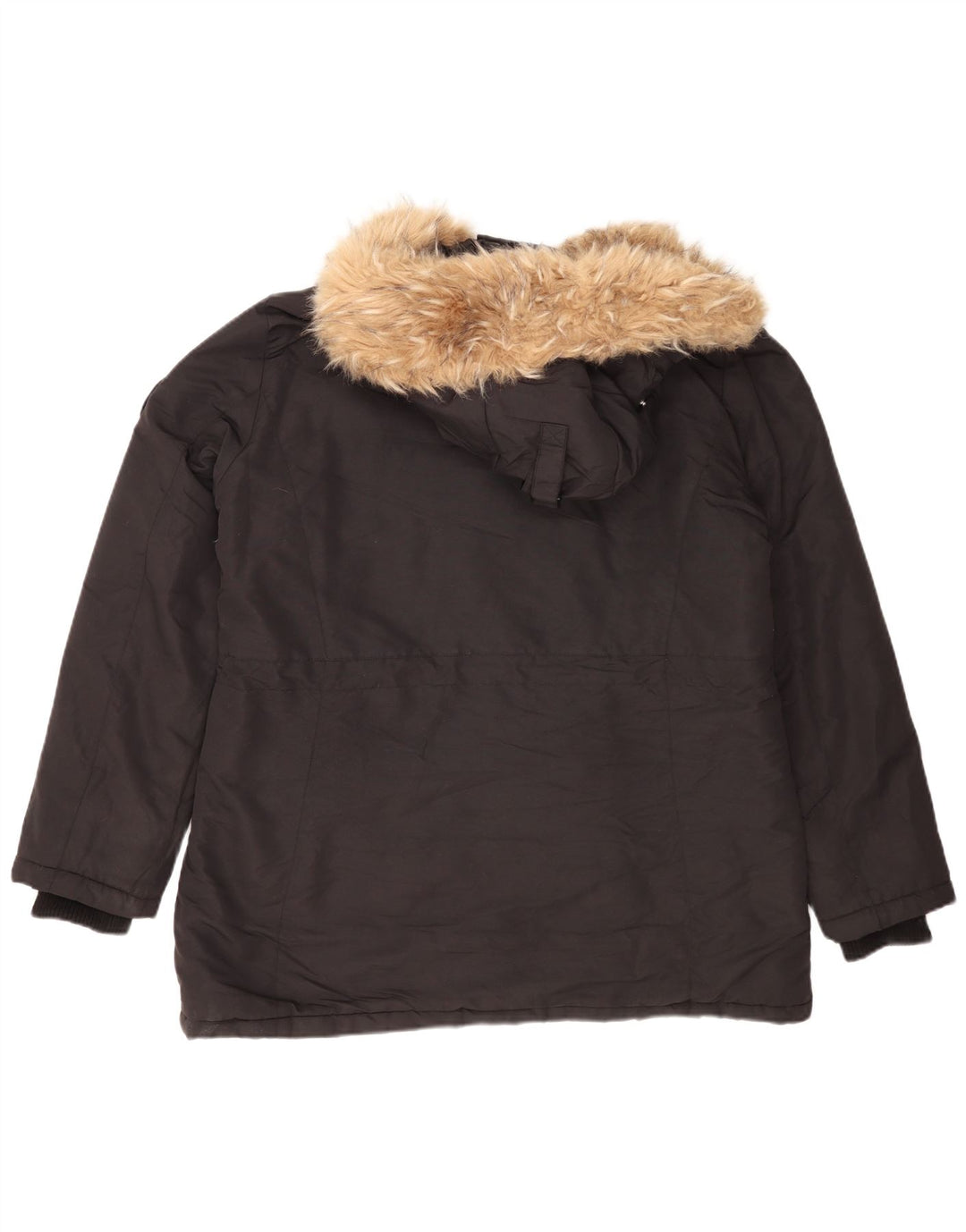 Giacca parka oversize da donna con cappuccio Superdry UK 16 grande nylon nero