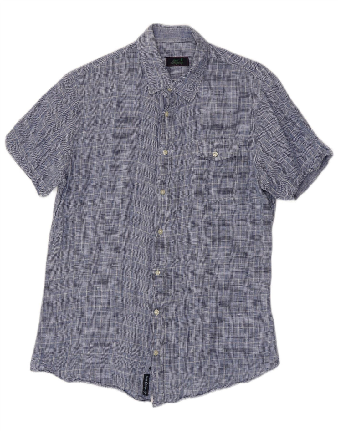 Camicia a maniche corte da uomo Best Company blu medio pied de poule