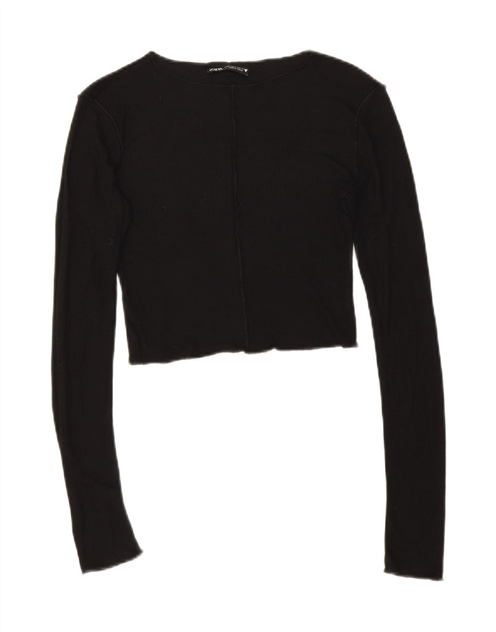 Top corto da donna Zara a maniche lunghe UK 8 piccolo nero