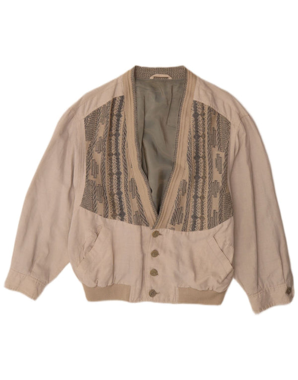 Giubbotto bomber vintage da uomo UK 38 Viscosa geometrica beige medio