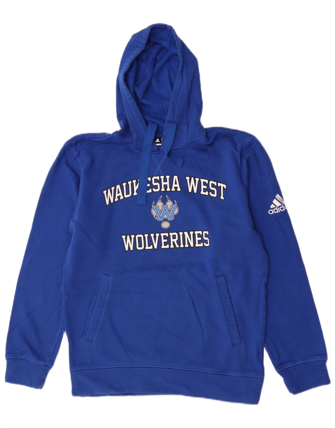 Felpa con cappuccio grafica Adidas Wolverines da uomo piccola blu