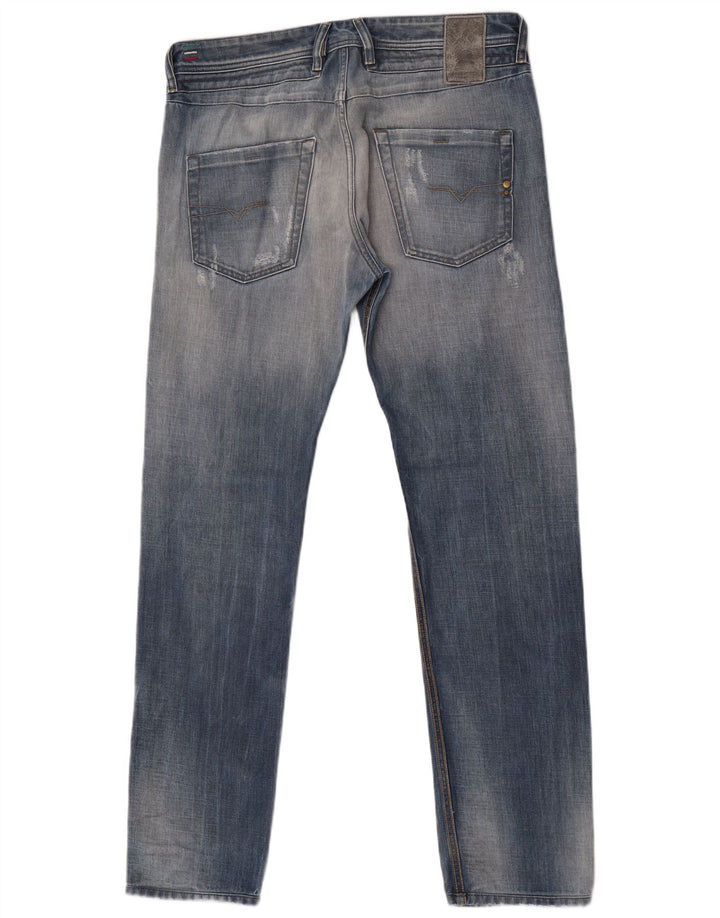 Jeans dritti invecchiati Belther da uomo Diesel W32 L34 cotone blu