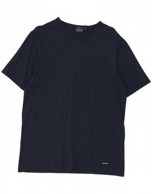 T-shirt Donna Trussardi Jeans Top UK 16 Large Blu Navy in viscosa