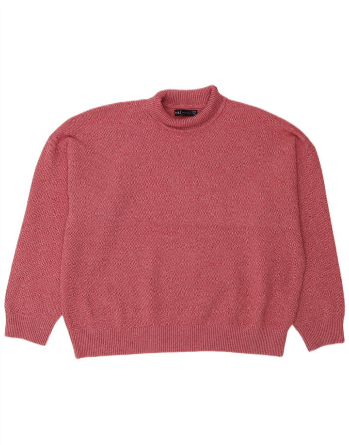 Maglione maglione oversize a collo alto Marks & Spencer da donna UK 16 grande rosa