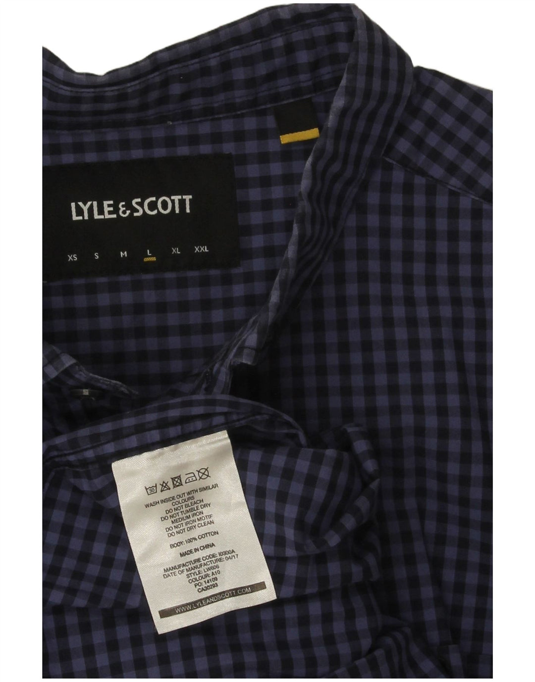 Lyle & Scott Camicia da uomo grande in cotone a quadretti blu navy