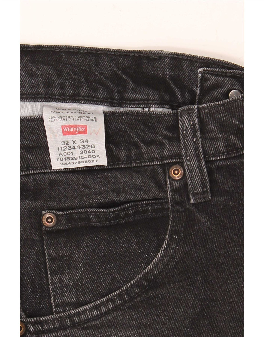 Jeans dritti da uomo Wrangler W32 L34 cotone nero