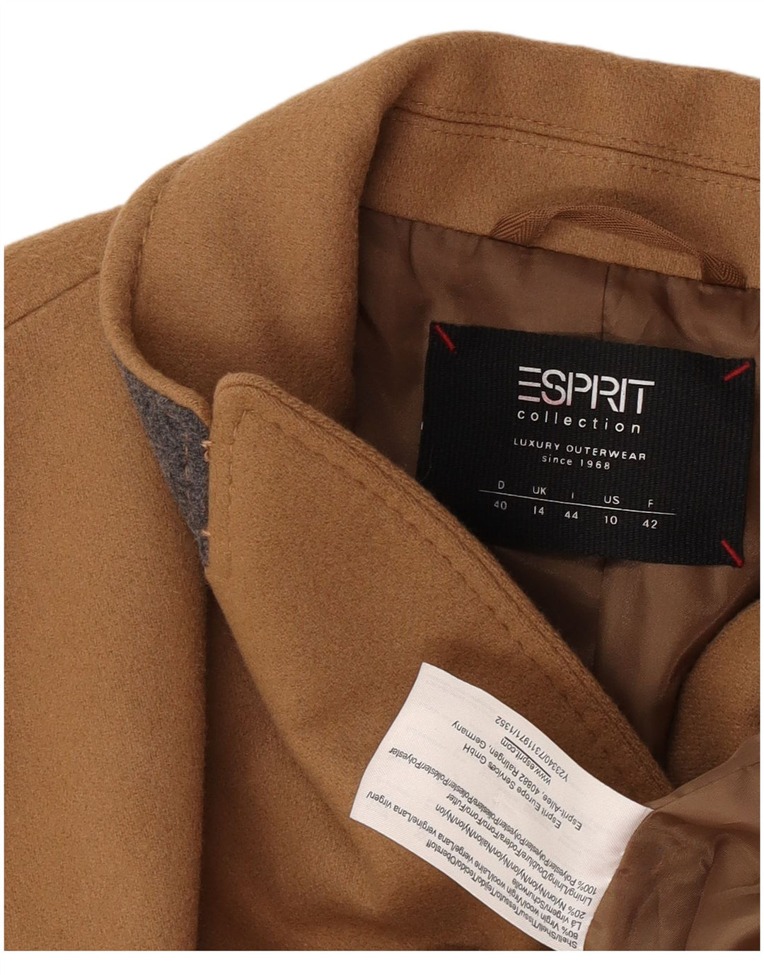 Cappotto da donna Esprit UK 14 Large Beige Lana vergine