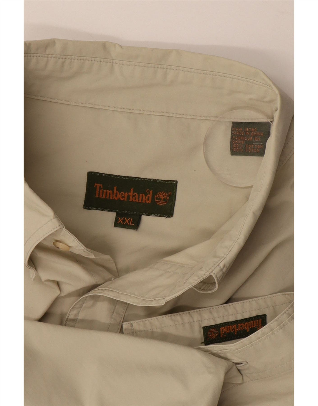 Camicia a maniche corte da uomo Timberland 2XL in cotone beige