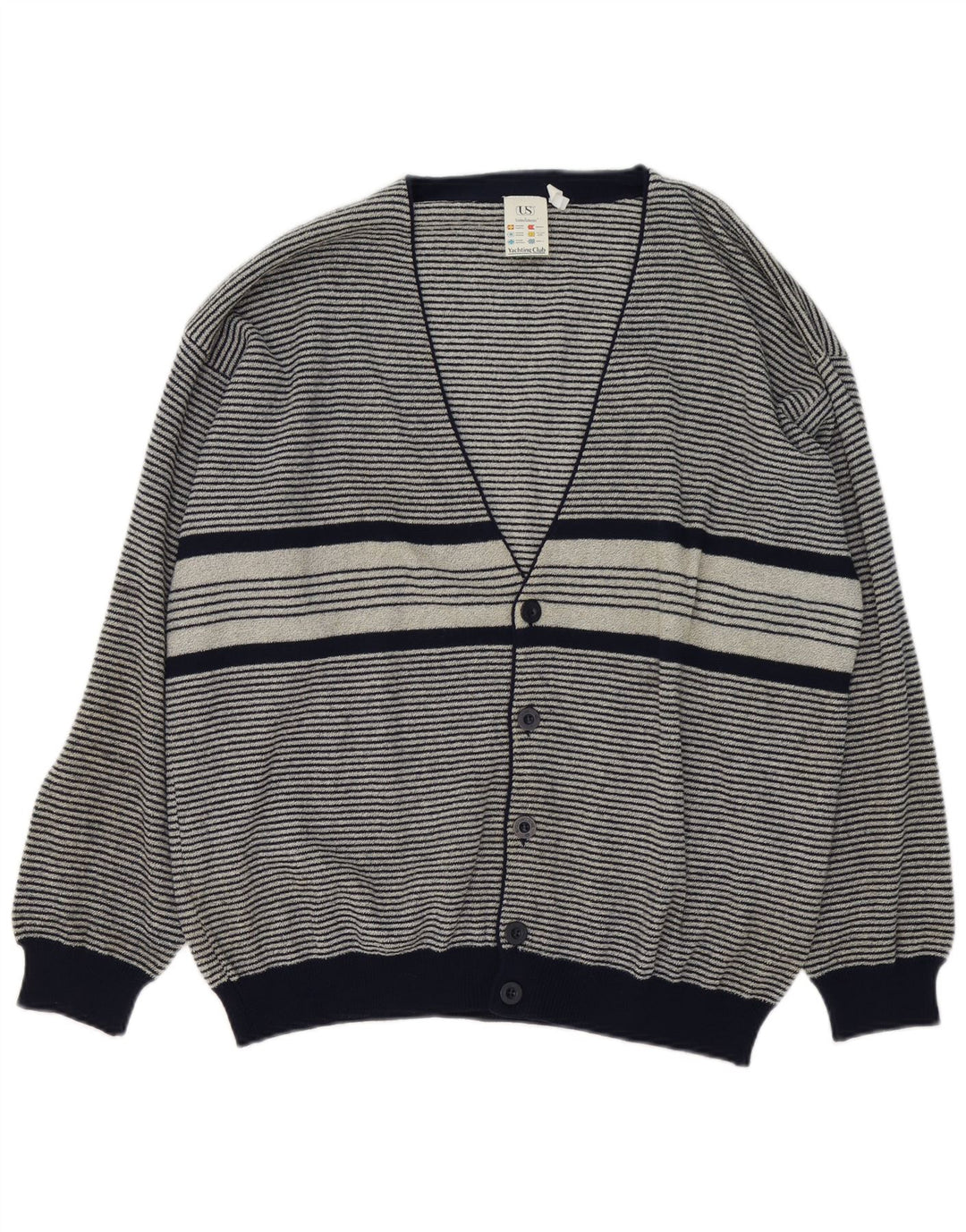 Maglione Cardigan Uomo Umberto Severi Lana Grande a Righe Grigie