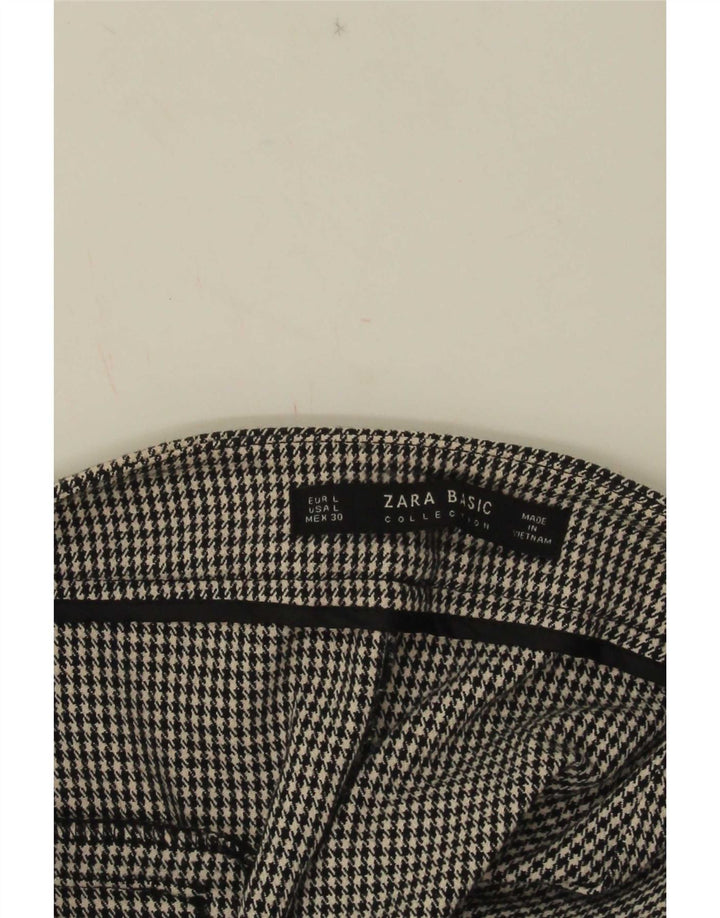 Pantaloni casual slim da donna Zara grandi W30 L26 pied de poule neri