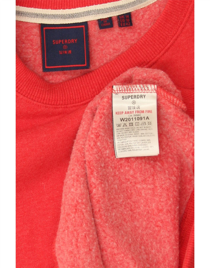 Felpa oversize da donna Superdry Maglione UK 14 Large Rosso Cotone