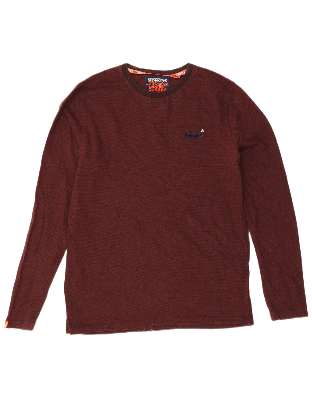 Top da uomo a maniche lunghe Superdry in cotone bordeaux grande