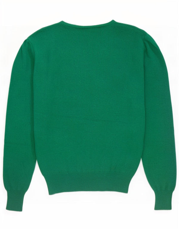 Maglione Donna Benetton Con Scollo A Barca IT 48 XL Lana Vergine Verde