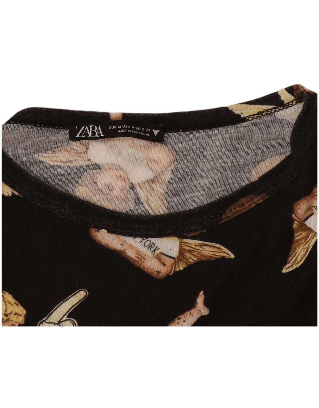 T-shirt grafica da donna Zara Top UK 14 media nera