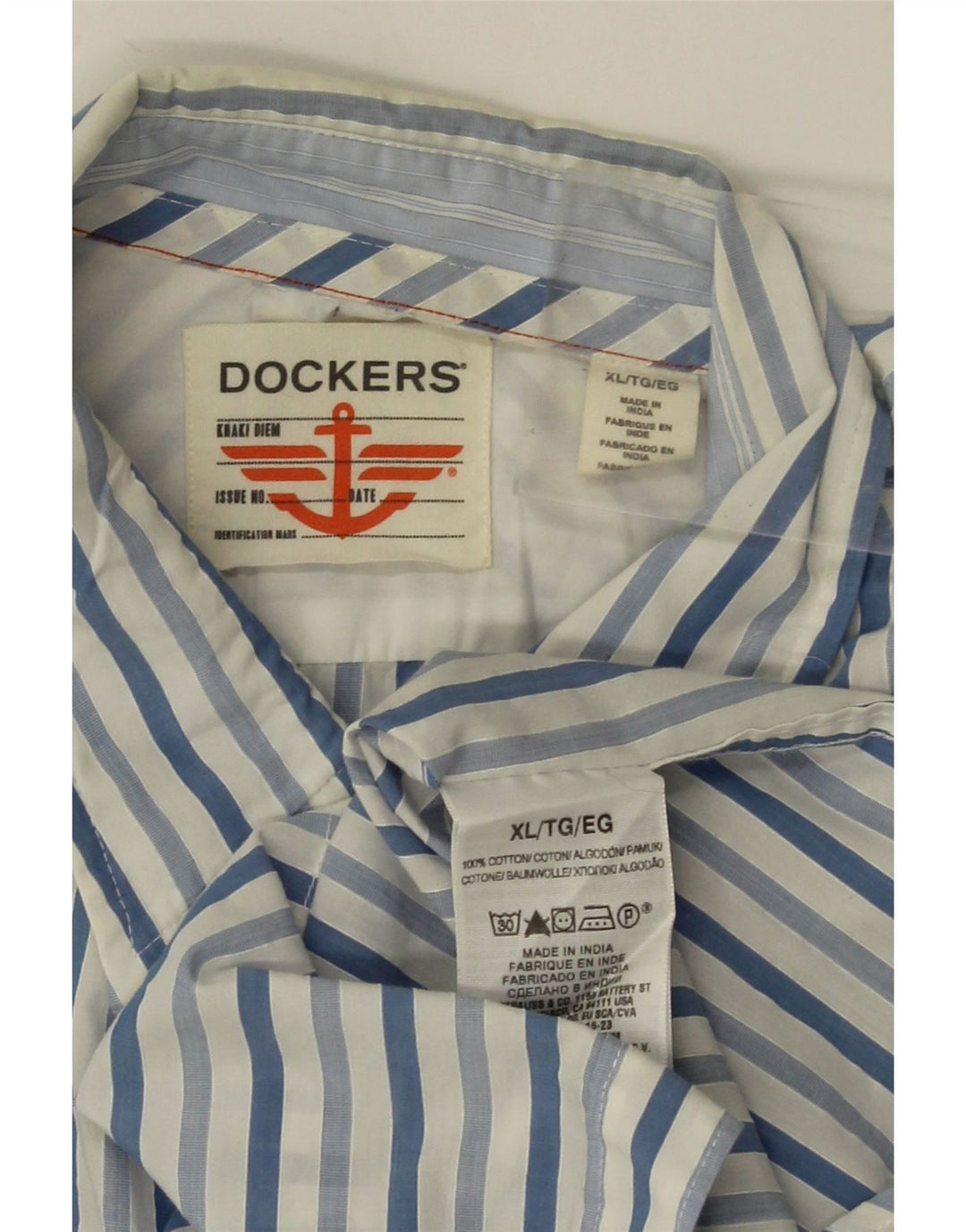 Camicia da uomo Dockers XL in cotone gessato blu