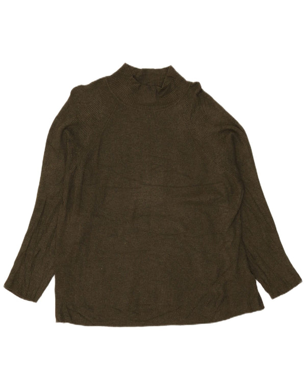 Maglione maglione a collo alto da donna Marks & Spencer UK 20 2XL viscosa kaki