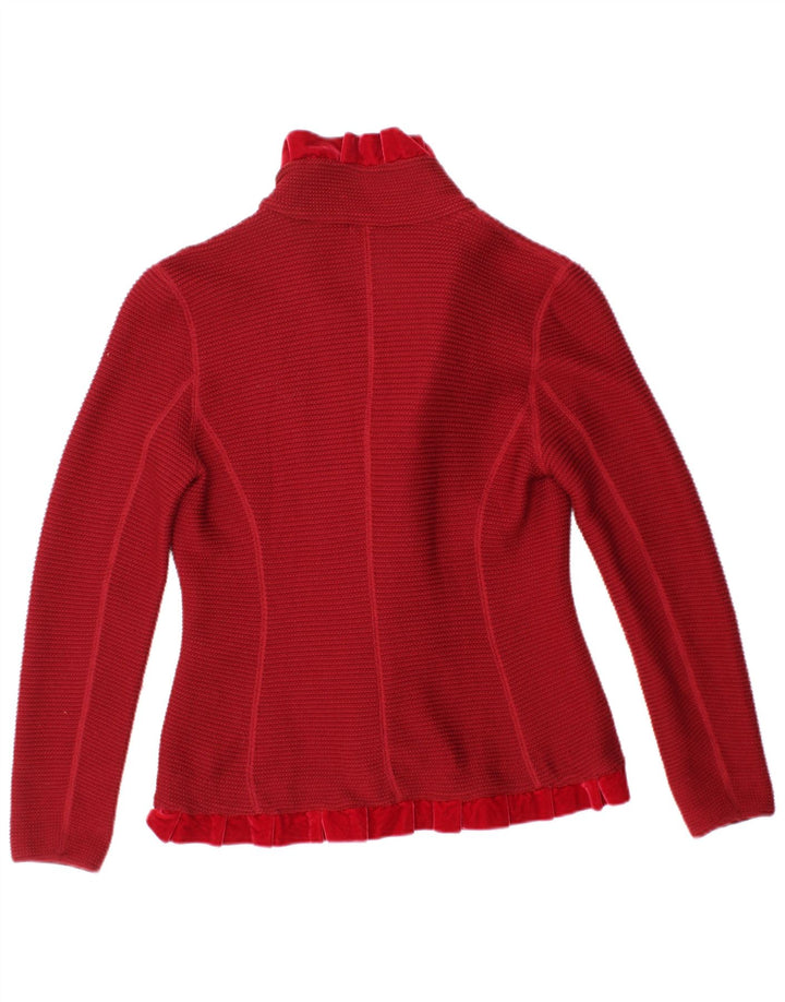 ARMANI COLLEZIONI Maglione cardigan da donna con volant sul davanti US 6 rosso medio