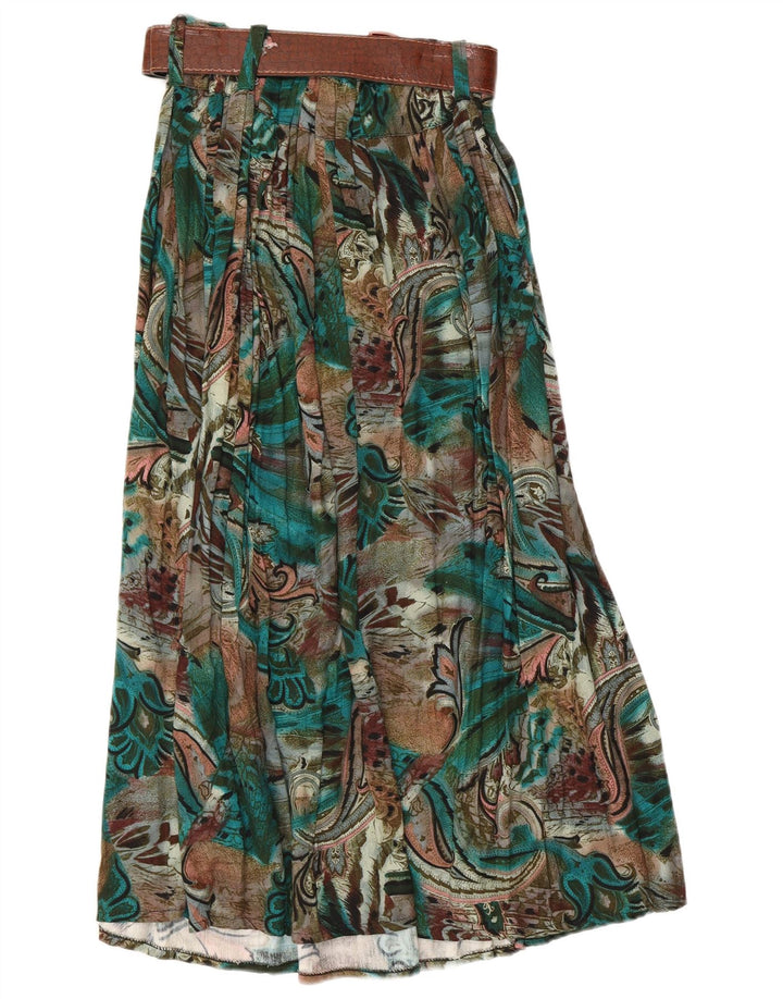 Gonna svasata da donna vintage con motivo astratto W28 verde medio