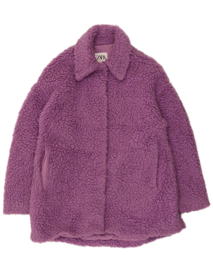 Soprabito oversize con orsetto da donna Zara UK 6 XS acrilico viola