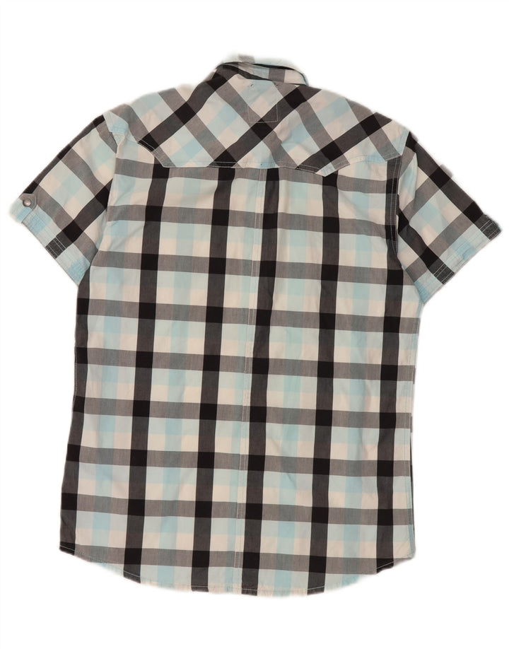 Camicia a maniche corte da uomo Jack & Jones in cotone a quadri turchese medio