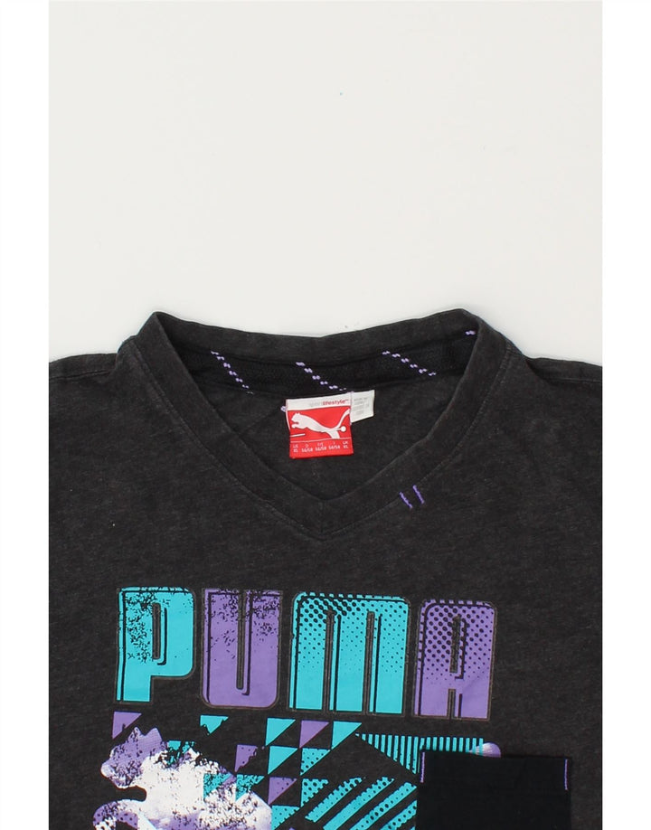 PUMA Mens Graphic T-Shirt Top XL Grey Vintage Puma and Second-Hand Puma from Messina Hembry 