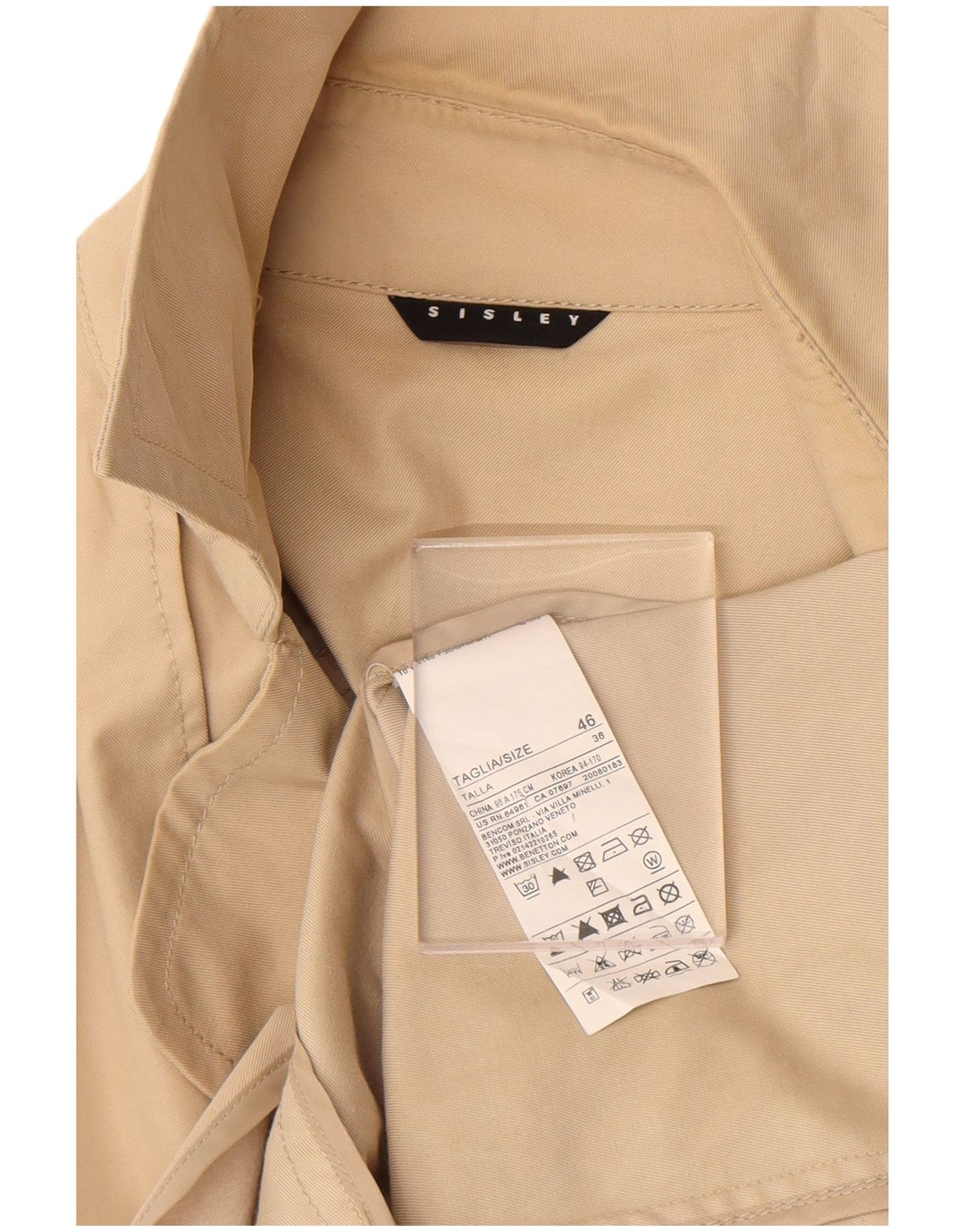 Trench Donna Sisley IT 46 Large Beige Cotone