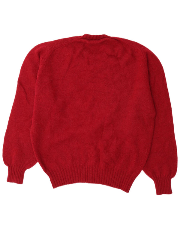 Maglione maglione girocollo da uomo vintage UK 46 XL lana vergine rossa