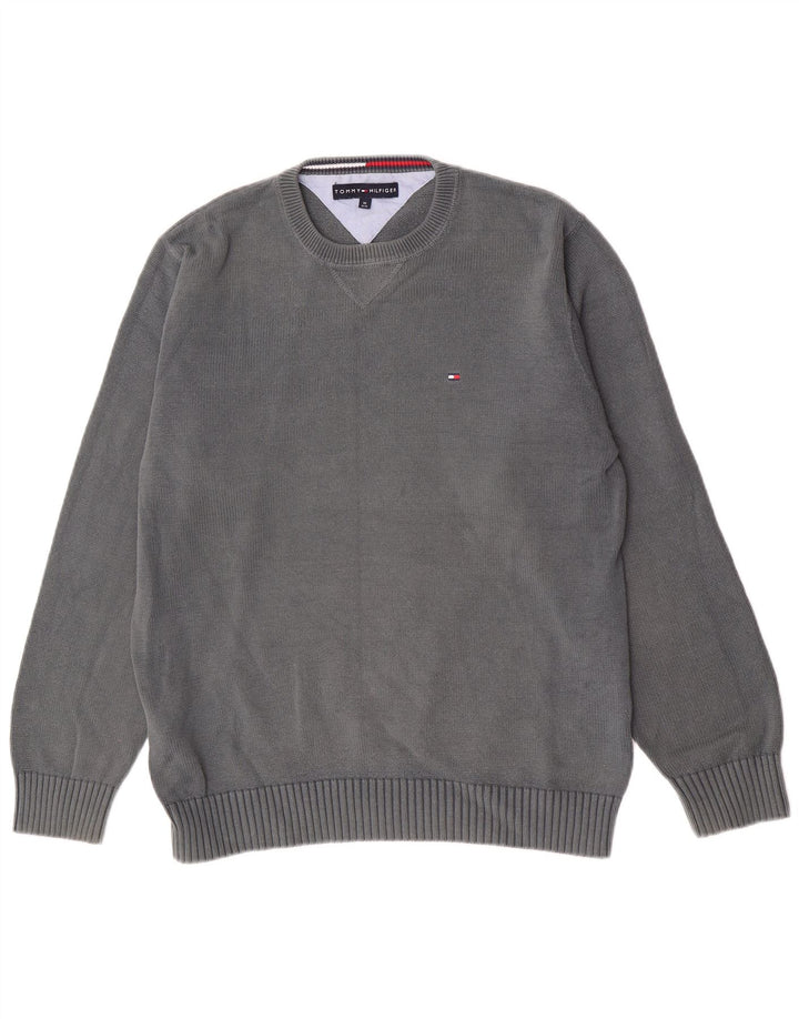 Maglione maglione girocollo da uomo vestibilità regolare Tommy Hilfiger cotone grigio medio