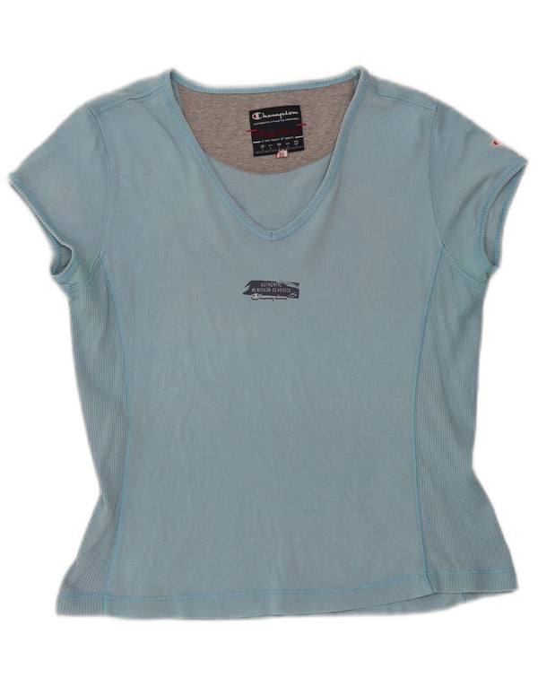 T-shirt Champion da donna Heritage Classics UK 12 cotone blu medio