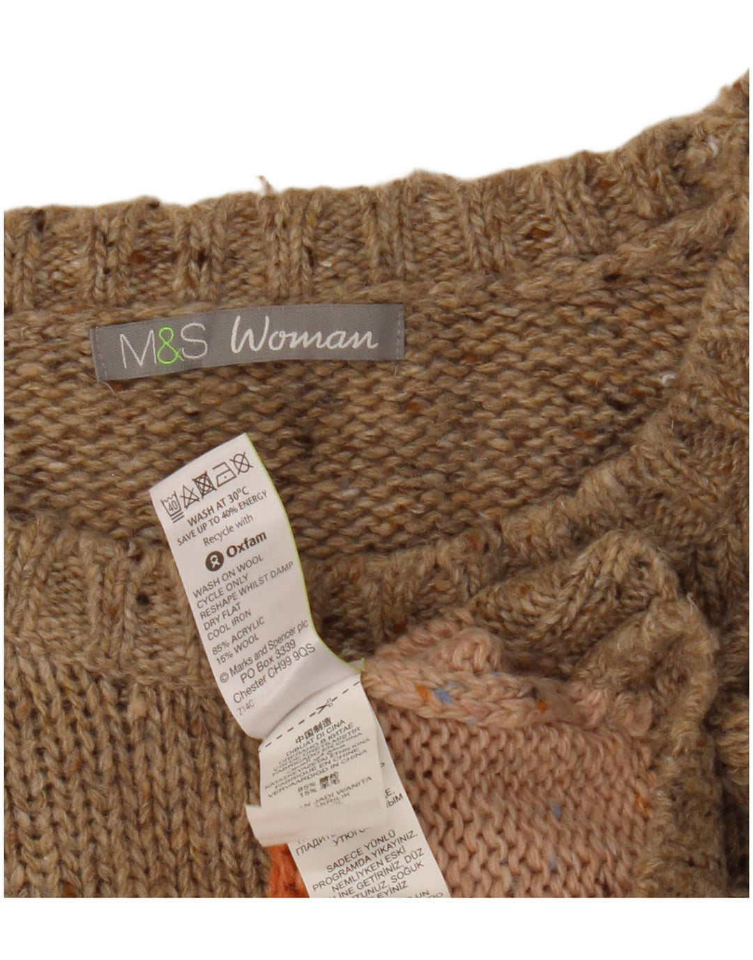Maglione maglione con scollo a barca da donna Marks & Spencer UK 14 grande Beige