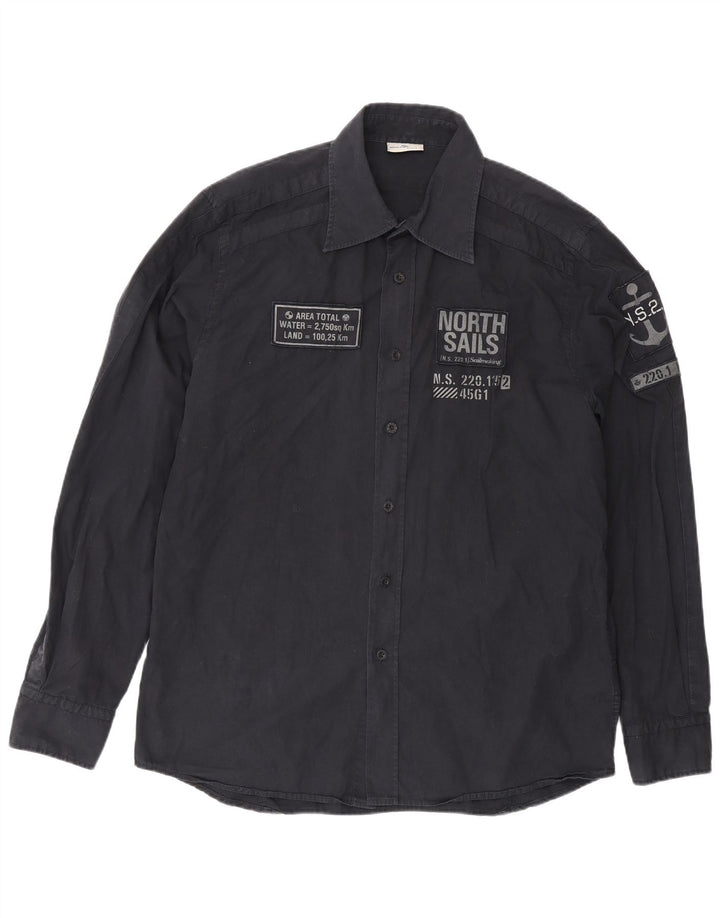 Camicia grafica da uomo North Sails XL in cotone nero