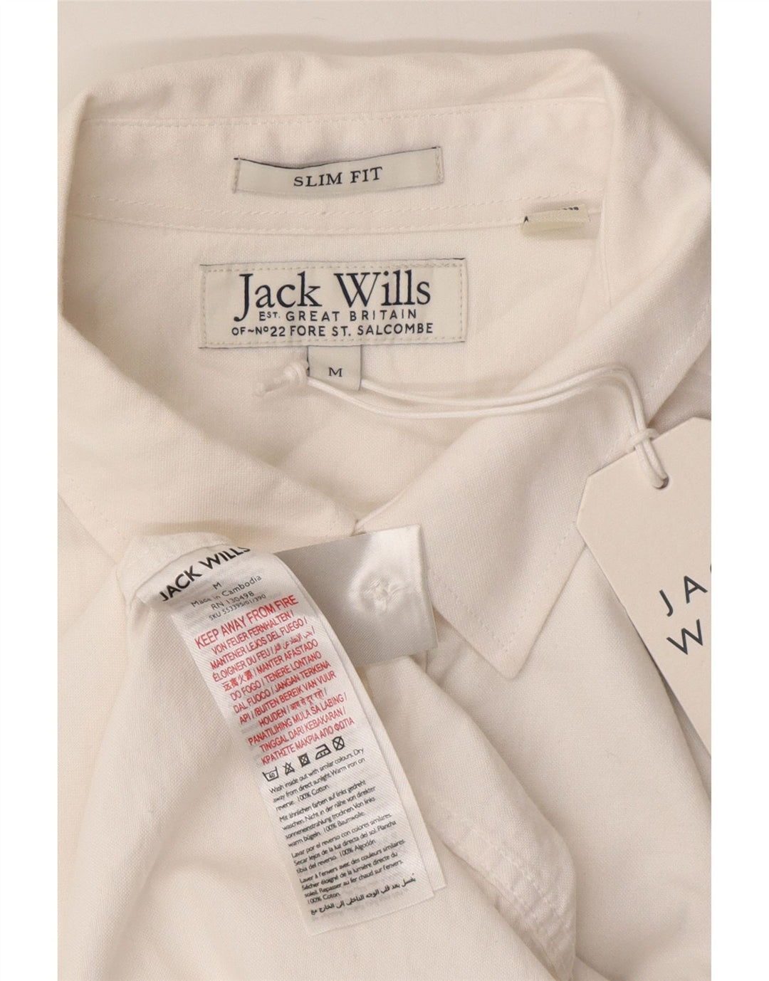 Camicia slim fit a maniche corte da uomo Jack Wills in cotone bianco medio